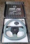 Nrg Carbon Fiber Flat Bottom Black Suede Teal Blue Steering Wheel ST-019CF. Fixed Price $199.00.
