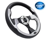Nrg 320MM Pilota Style Steering Wheel Black Leather Silver Inserts ST-001SL. Fixed Price $134.00.