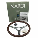 New Nardi Classic 360MM Mahogany Wood Steering Wheel With Silver Chrome Finish. Fixed Price $96.50.