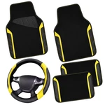 Car Pass Leather Steering Wheel Cover And Waterproof Floor Black&yellow. Fixed Price $53.03.