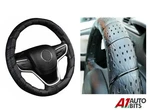 Lace Up Steering Wheel Cover Deluxe Car Van Leather Look Soft 35CM 41CM 14"-16". Fixed Price $24.15.