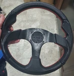 Awesome Very Rare Advanced Racing Development Black Red Stitched Steering Wheel. Fixed Price $619.99.