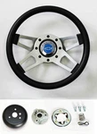 C10 C20 C30 Blazer Grant Black Steering Wheel 4 Spoke 13 1/2" Blue Bowtie Cap. Fixed Price $159.49.