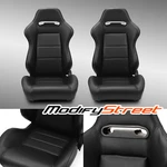 1 Pair Reclinable Racing Seats Classic Plain Black Pvc Car W/slider. Fixed Price $340.00.