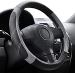 Elantrip Leather Large Steering Wheel Cover 15 1/2 - 16 Inch, Black And Gray. Fixed Price $15.87.