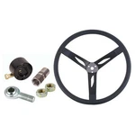 15 Inch Steel Dished Steering Wheel Combo, Black Grip/hub. Fixed Price $105.99.