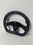 Tuned By Matrix Shape Steering Wheel Black With Blue Stitching Horn Button. Fixed Price $44.99.