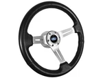 1968-91 Ford 6-BOLT 14" Black Leather Steering Wheel Kit, Blue Oval Emblem. Fixed Price $304.99.