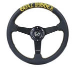 Nrg Sport 350MM Steering Wheel Performance Black Leather Gold Stitch Rst. Fixed Price $214.50.