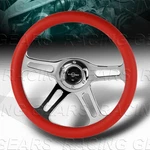 350MM W-power Red Leather Grip Chrome Spoke 2" Deep Dish 14-INCH Steering Wheel. Fixed Price $115.95.