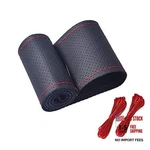 Onerbuy Universal Leather Car Steering Wheel Stitch Wrap Black With Red. Fixed Price $17.93.