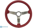 1977-79 Corvette Red Leather Steering Wheel, Satin Spokes Reproduction. Fixed Price $269.99.