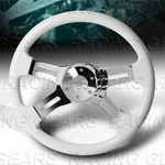 W-power 406MM White Wood Grip 2" Deep Dish Chrome 4-SPOKES 16" Steering Wheel. Fixed Price $139.95.
