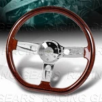 457MM D-shape W-power 18" Steering Wheel Dark Wood Grip Chrome Spoke 2"DEEP Dish. Fixed Price $154.95.