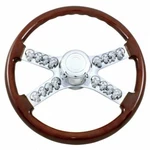 18" 3D Skull Accent Steering Wheel For Freightliner - 4 Chrome Spokes. Fixed Price $237.99.