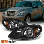 Fit 01-05 Chrysler Pt Cruiser Black Replacement Headlights Headlamps L+r. Fixed Price $91.99.