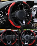 Steering Wheel Cover Red Black Leather Anti-slip For 15"/38CM Carbon Fiber. Fixed Price $16.48.