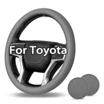 Black Leather Steering Wheel Cover With Car Coasters Protector For Toyota Sienna. Fixed Price $27.99.