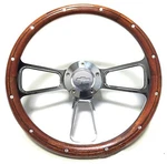 New World Motoring Camaro Mahogany & Chrome Steering Wheel, Chevy Horn Bill.... Fixed Price $232.99.