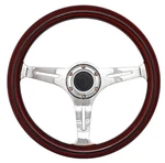 Jegs Classic Wood Grain Steering Wheel, Chrome Slotted 3-SPOKE 14 In. Diameter. Fixed Price $135.99.