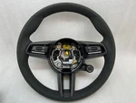 36CM Porsche Taycan 9J Alcanatara Race Tex Heated Steering Wheel Carbon Trim Gts. Fixed Price $1000.00.
