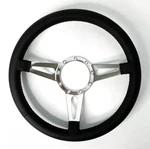14" Polished 3-SPOKE Slotted Steering Wheel W/ Black Leather Grip 9 Hole. Fixed Price $204.99.