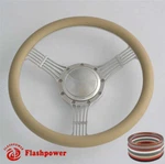 15.5'' Flashpower Billet Steering Wheels Tan Half Wrap Corvair Impala Chevy Ii. Fixed Price $185.50.