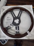 Classic Mahogany 18" 4 Chrome Spoke Wood Steering. Fixed Price $100.00.