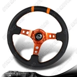 Nrg RST-016R-OR 350MM Black Leather Orange Stitch 3" Deep Dish Steering Wheel. Fixed Price $150.00.