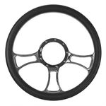 Summit Racing Steering Wheel Trinity Billet Aluminum Black Grip Chrome Spokes Ea. Fixed Price $189.99.