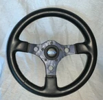 Vtg Black Grant Steering Wheel 13 Inch Gt Horn Button Ford Leather Grip. Fixed Price $89.99.