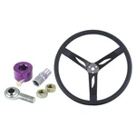 15 Inch Steel Dished Steering Wheel Combo, Purple Grip/hub. Fixed Price $110.99.