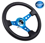 Nrg Steering Wheel Black Leather & Blue Spoke 350MM 3" Deep Dish RST-006-BL. Fixed Price $129.00.