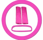 Steering Wheel Cover, Seat Belt Covers & Rear View Mirror Hot Pink. Fixed Price $19.99.