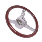 Steering Wheel Real Wood Banjo Style 14" Dia 9-HOLE Hot Rod Dark Stained Chrome. Fixed Price $179.95.