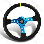 350MM Black Leather Blue Center Nrg RST-006BL-Y Deep Dish Racing Steering Wheel. Fixed Price $133.35.
