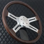 (T05) 18" Wood Steering Wheel Chrome 4 Spoke For International. Fixed Price $222.98.